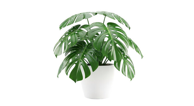 Monstera Deliciosa plant in a white pot