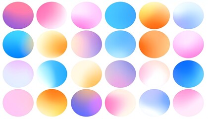 Twenty-five colorful gradient spheres in rows against a white background