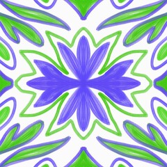 Fototapeta premium oiled effect green blue abstract artistic leaves