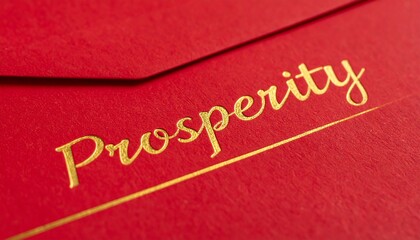 Close-up of a red envelope with the word Prosperity.