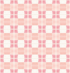 Abstract watercolor geometrical background, retro style seamless pattern in beige and pink tones