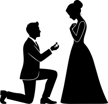 Marriage Proposal Silhouette Vector Illustration