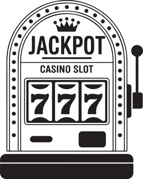 Casino slot machine vector monochrome style object