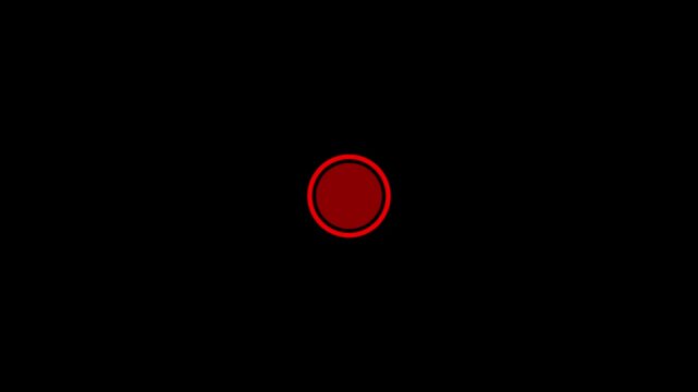 Recording icon animation, camera REC sign video on transparent background, red recording symbolwith alpha channel, broadcasting and voice recorder animation.