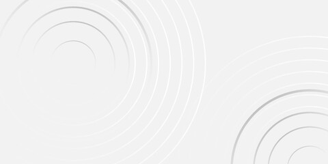 Concentric abstract randomly offset white rings or circles steps fading out background wallpaper banner, close up flat lay top view abstract
