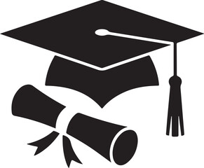 Graduation cap and diploma silhouette icon © Soriyea