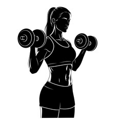 Woman Lifting Dumbbells Gym Silhouette Vector Illustration