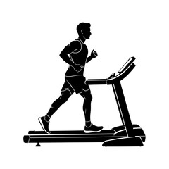 Man Running on Treadmill Gym Silhouette Vector