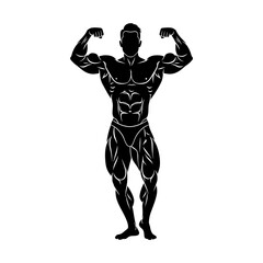 Bodybuilder Flexing Muscles Silhouette Vector Art