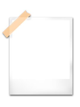 Realistic old photo frame isolated on transparent background