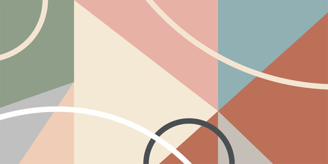 Abstract Geometric Curved Lines Background with Earthy Pastel Colors
