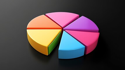 Obraz premium Colorful pie chart with sections in various shades representing data visualization and analysis techniques used in presentations