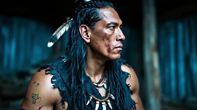 A man with long hair and a tattoo on his face