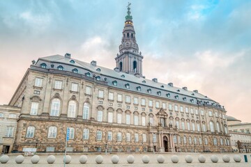 Christiansborg Palace Exterior View With Main Tower In Copenhagen, Denmark