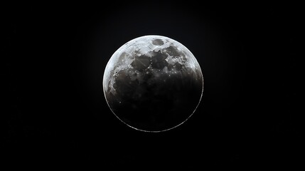 Fototapeta premium Full moon shines brightly in the night sky with clear details of its surface and craters near a dark background
