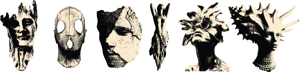 Haftoon Effect Surreal Mask Face Illustration