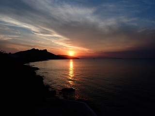 Obraz premium Beautiful Sun set in Greece Aegina Island