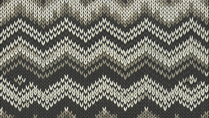black and white knitted pattern vector background 