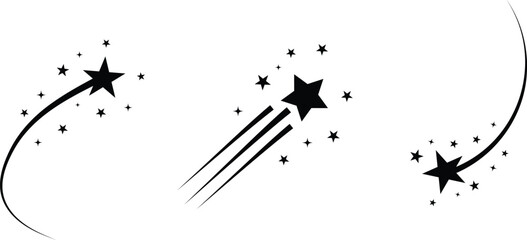 Falling star icons on isolated transparent background. Vector illustration shooting stars © mahbub studio