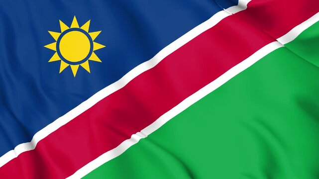 Realistic Namibia Flag Waving, 4K Seamless Loop, Southern Africa Desert Symbol