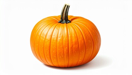 Fresh orange pumpkin with water droplets on white background.