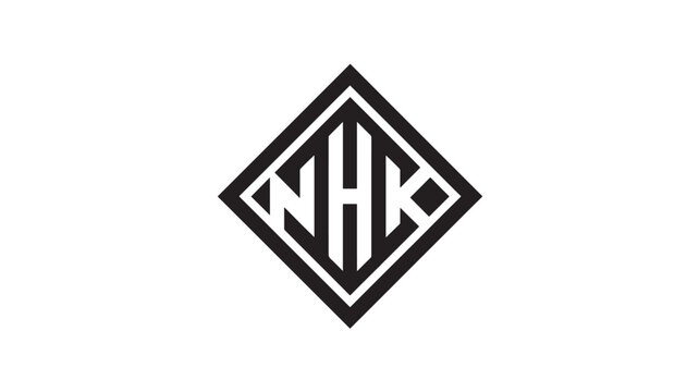 NHK Logo in Modern Geometric Shape with Black and White Color Scheme on Isolated White Background for Corporate Branding