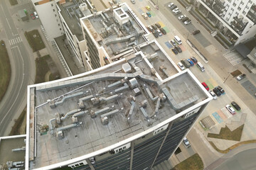 Aerial view modern residential building rooftop