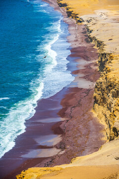Dramatic Waves Crashing On Paracas Black Sand Beach