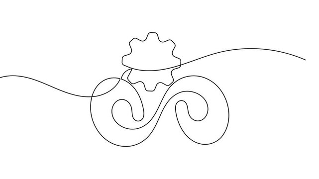 DevOps CI CD workflow process infinity loop approval check mark gear bracket continuous one line drawing minimal business work clean motion graphic for software delivery pipeline 4k animation video