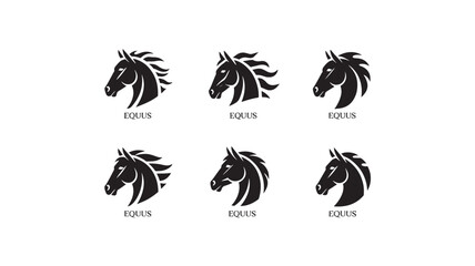 Fototapeta premium Horse Head Logo Designs in Modern Minimalist Style with Black Silhouette and Clean Typography for Branding