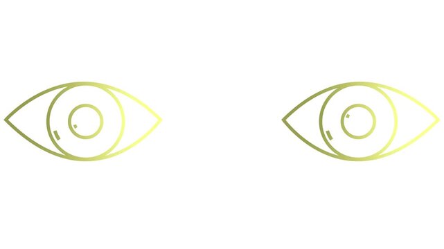 Animated golden two eyes. Linear gold icon. Looped video. Vector illustration on white background.