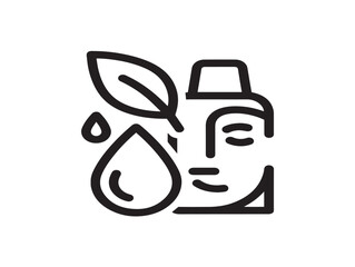 Minimalist face with leaf and drop