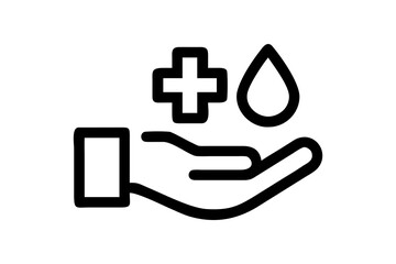 Obraz premium Hand Sanitizer and Medical Cross Icon – Hygiene and Health Protection Outline Vector.