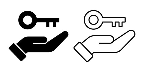 Vector isolated Key in Hand icon in black fill and outline