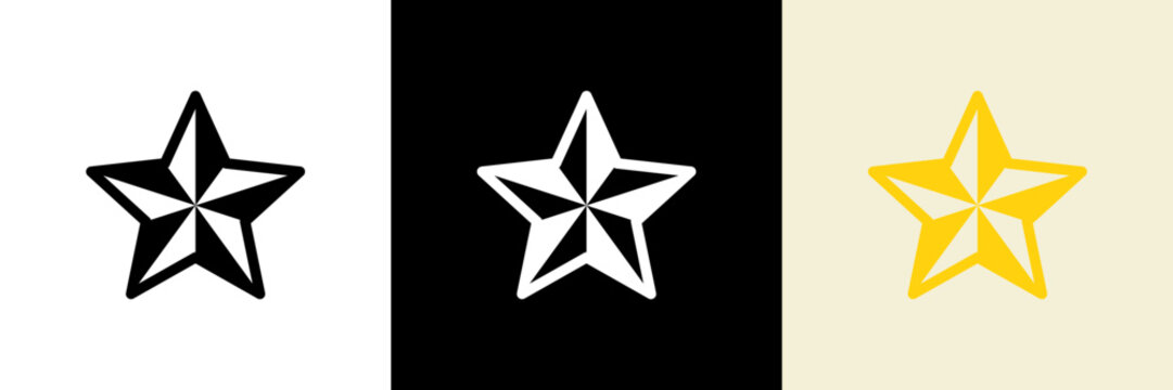 立体的な星のアイコン（ベクター）