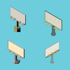 Modern city roadside billboard mockup with empty advertising panel isometric vector