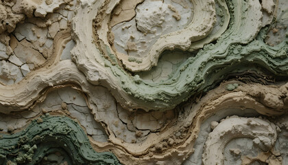 Earthy textured surface with swirling green and beige patterns