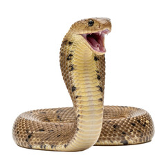 Fototapeta premium Cobra-Snake-Hooded-and-Ready-to-Strike-Isolated-on-White-Background-Wildlife.png