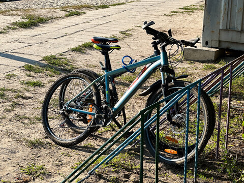 Samar, Ukraine &ndash; August 12, 2025: mountain bikes parked in forested area