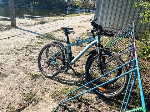 Samar, Ukraine &ndash; August 12, 2025: group of mountain bikes at woodland parking in summer