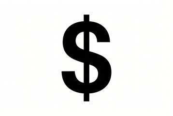 Obraz premium Dollar sign symbol in bold black font on white background for financial icon