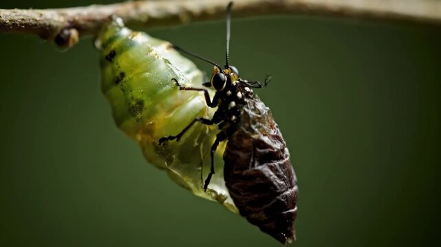 Butterfly Emerging from Cocoon Transformation Process.