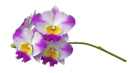 Fototapeta premium Orchid flowers with purple and yellow petals on a white background
