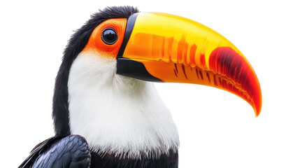 Fototapeta premium Vibrant toucan portrait, close-up, isolated on transparent background