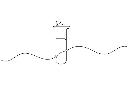 Test tube continuous one line drawing for minimal science laboratory research