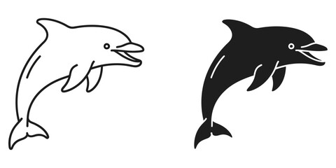 Fototapeta premium Dolphins jumping in playful motion side by side