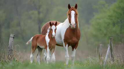 two horses in the meadow
