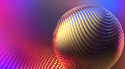 Abstract colorful  modern gradient  metallic background with textured  sphere. Space for text. 