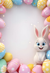 Easter frame with bunny and easter eggs