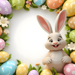 Easter frame with bunny and easter eggs
